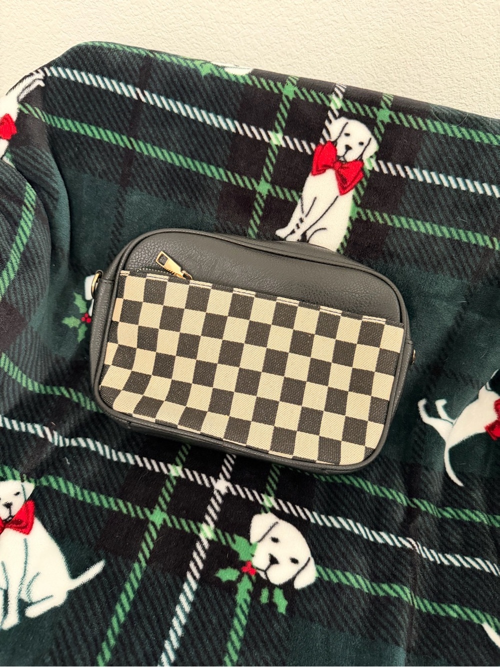 Black and Cream Checkered Women’s Crossbody Bag
